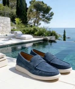 Mocassin ACAPULCO Veau Velours Bleu Azur