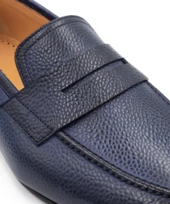 Mocassin MARKOS Grainé Bleu Patiné