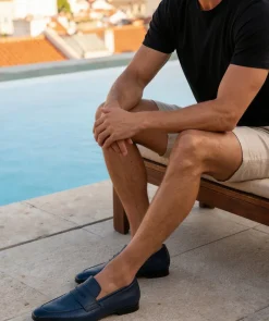 Mocassin MARKOS Grainé Bleu Patiné