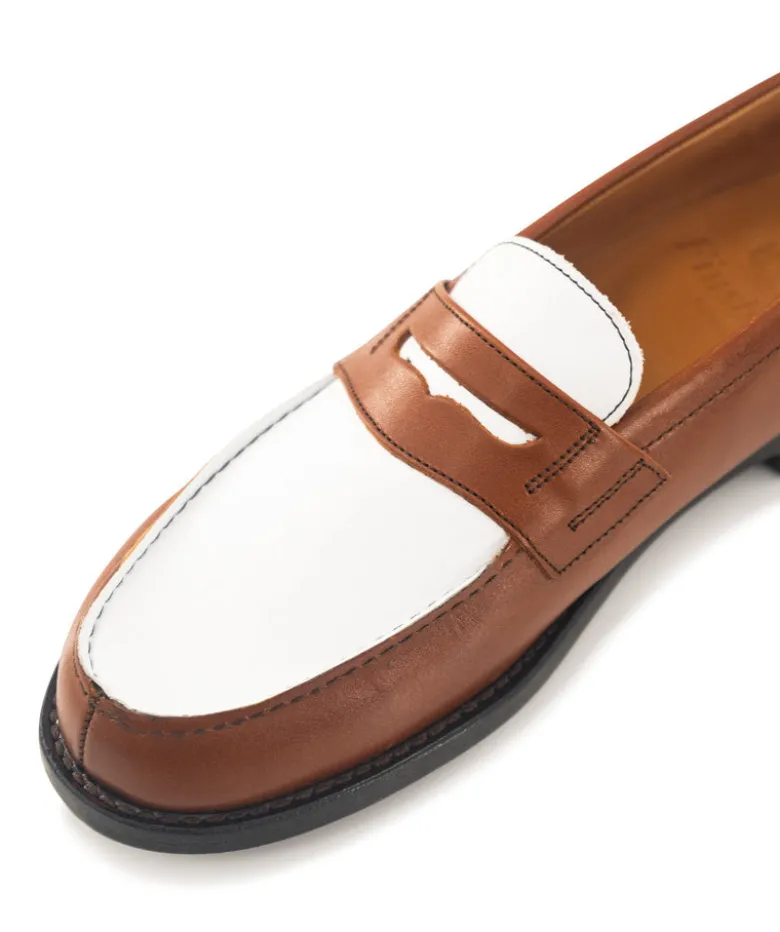 Mocassins Bicolore LILOU Armagnac et Blanc