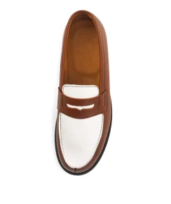 Mocassins Bicolore LILOU Armagnac et Blanc