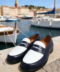 Mocassins Bicolore LILOU Marine et Blanc