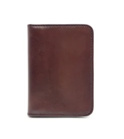 Porte-cartes à Deux Volets Marron Patiné