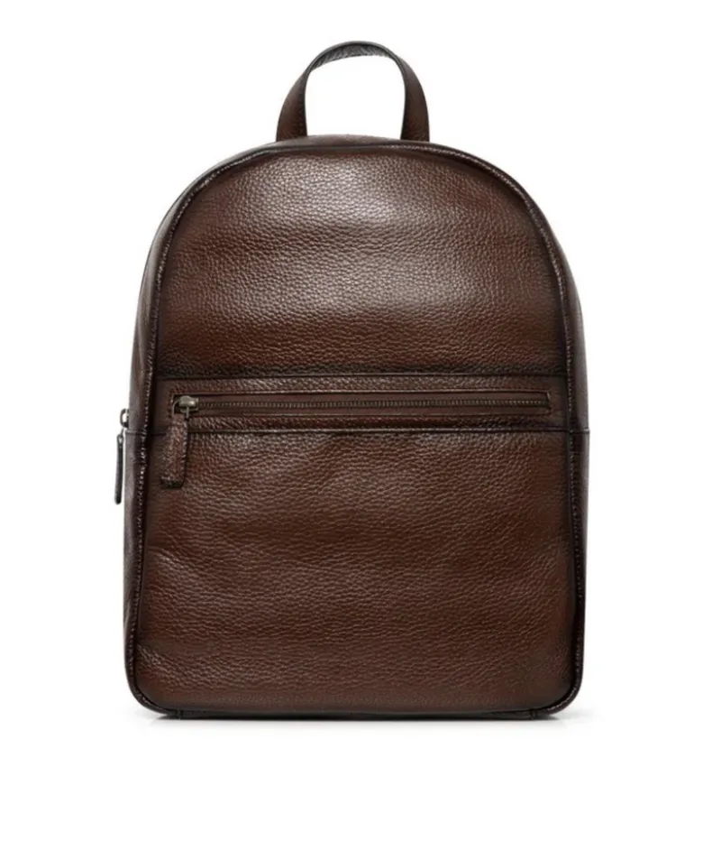 Sac à Dos en Cuir Grainé Marron
