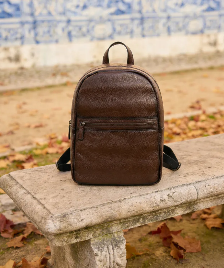Sac à Dos en Cuir Grainé Marron