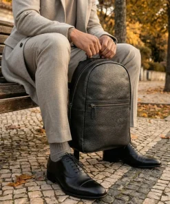 Sac à Dos en Cuir Grainé Noir