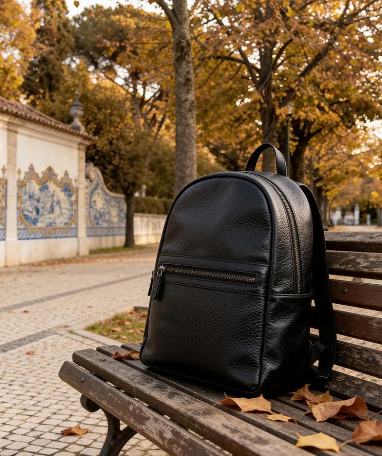 Sac à Dos en Cuir Grainé Noir