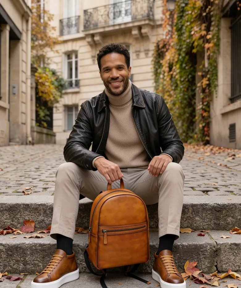 Sac à Dos en Cuir Patiné Gold