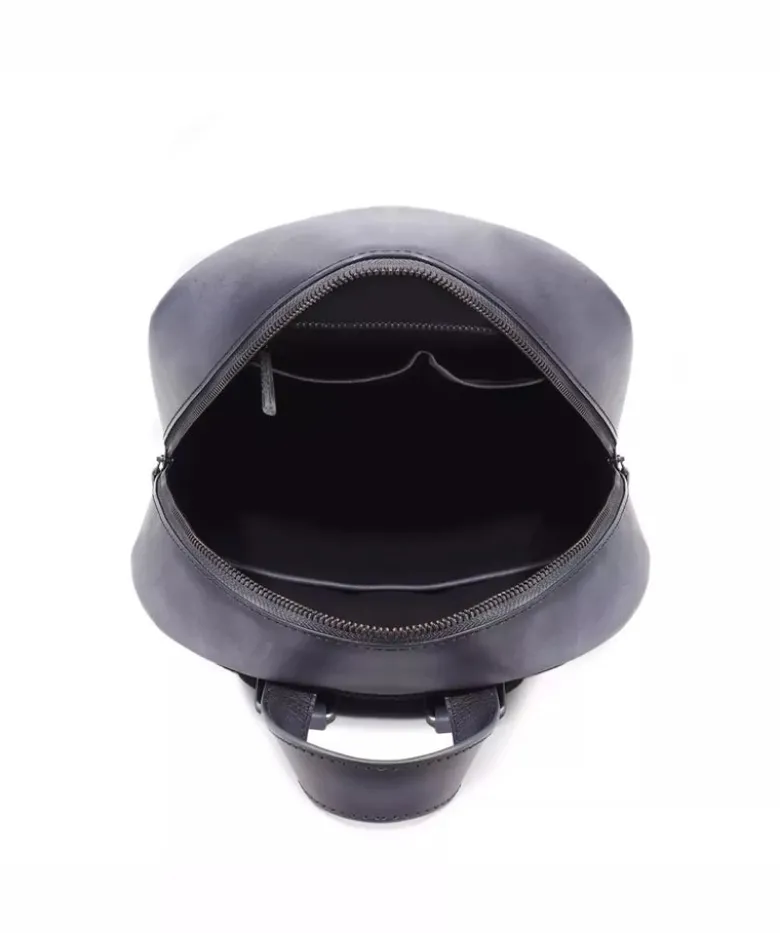 Sac à Dos en Cuir Patiné Gris
