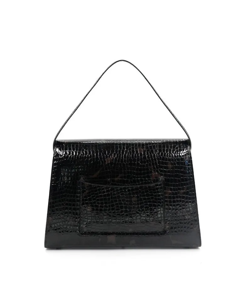 Sac FF35 Cuir Façon Croco Brun