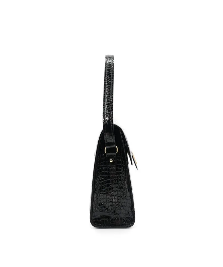 Sac FF35 Cuir Façon Croco Brun