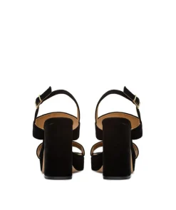 Sandales JANIS Veau Velours Noir